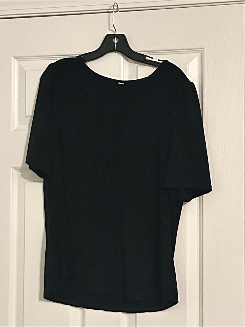 PerSeption Concept Black Short-Sleeve Pintuck Blouse